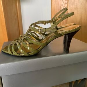 Olive green strappy heels
